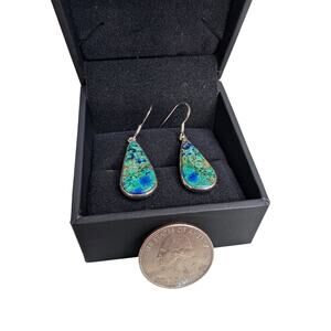 Bluebird Azurite Sterling Silver Teardrop Earrings | Natural Stone | 925 Hooks